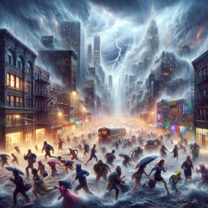 City in storm chaos.