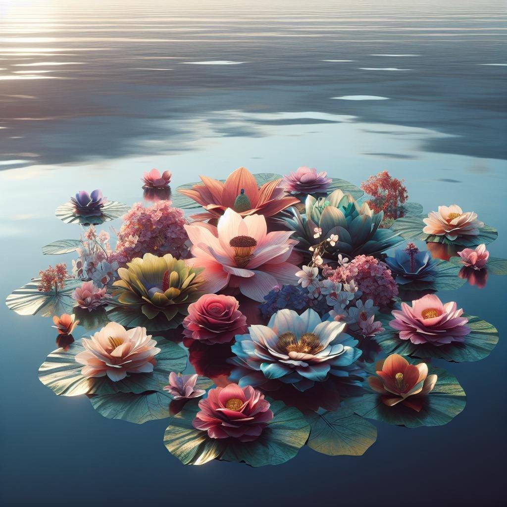 Flowers floating on water