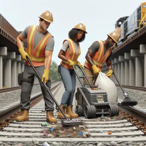 Train track cleanup crew