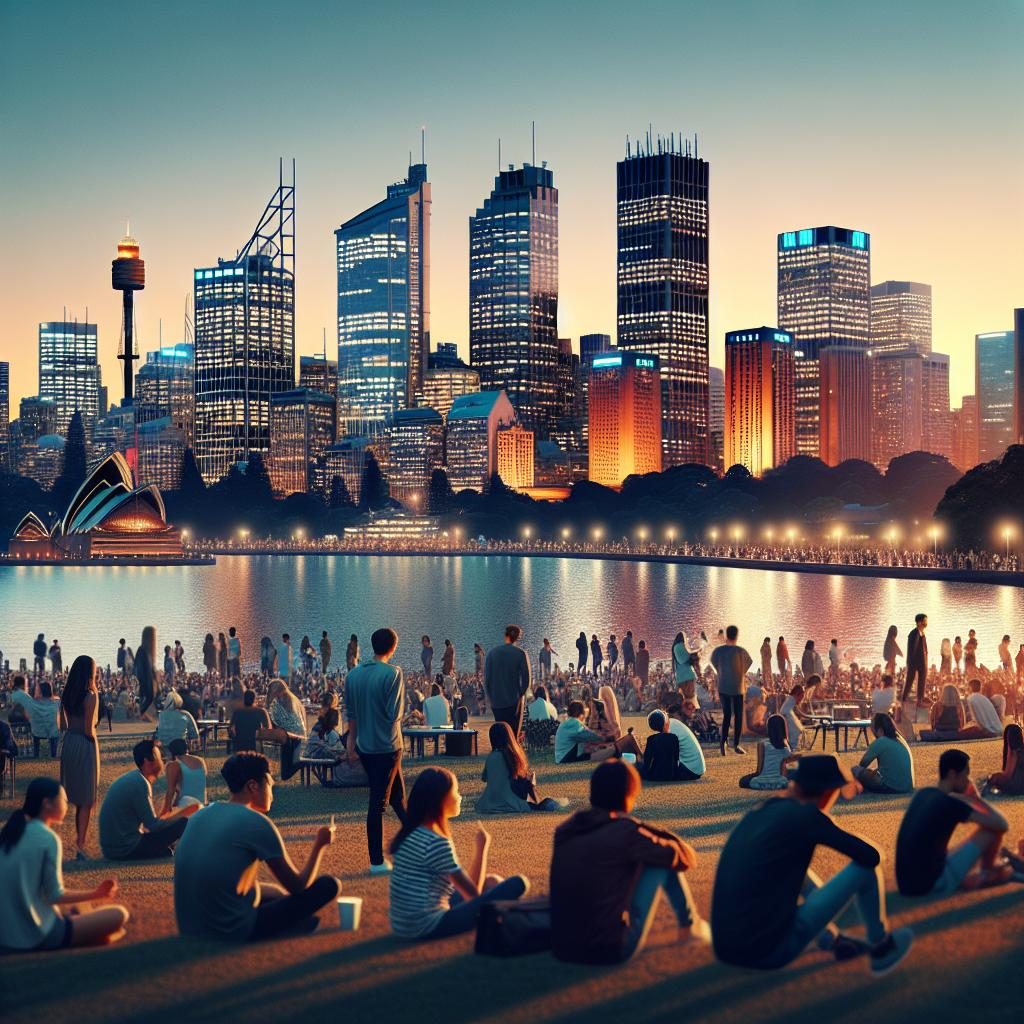 Sydney skyline at dusk.