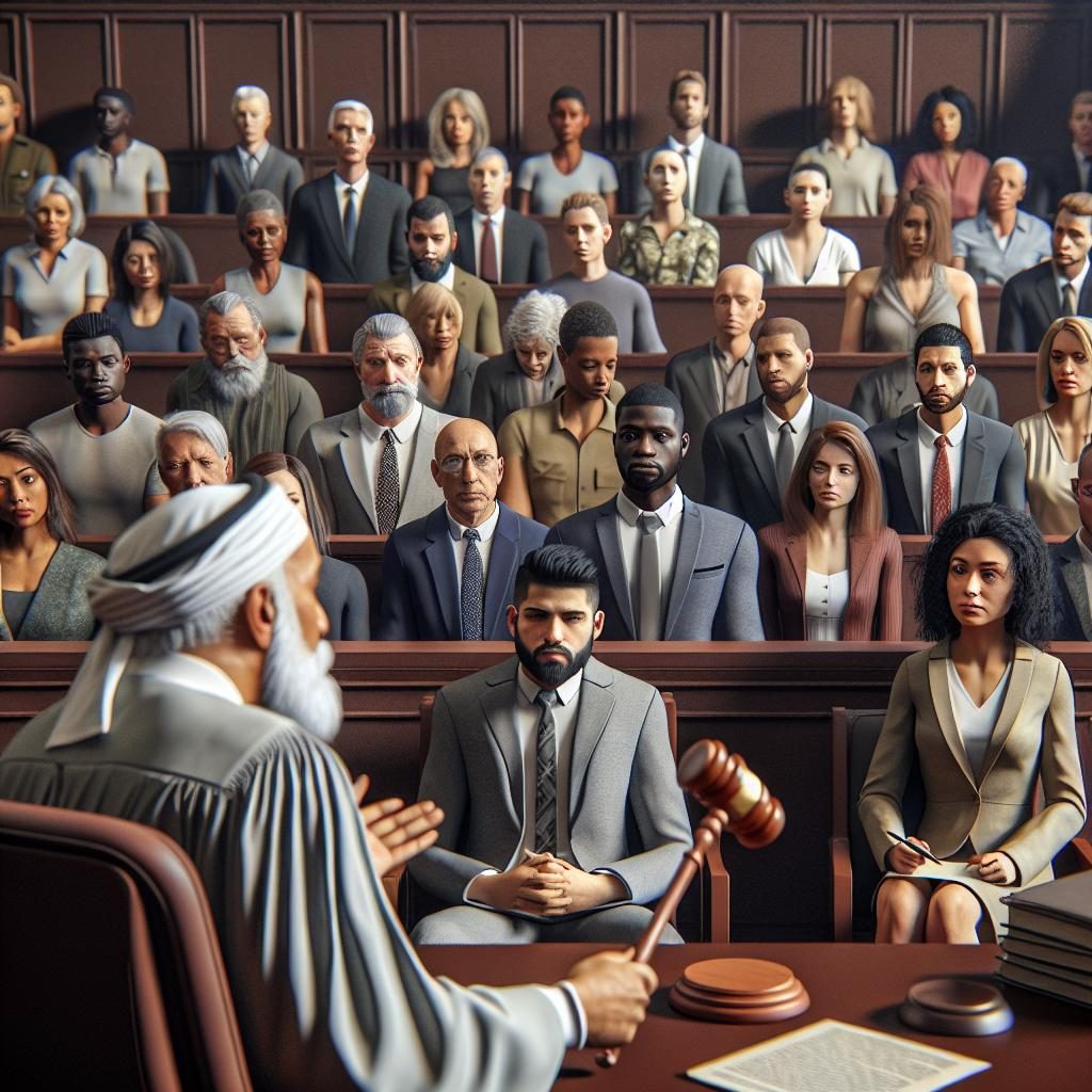 Courtroom Sentencing Scene Illustration