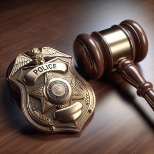 Police badge and gavel