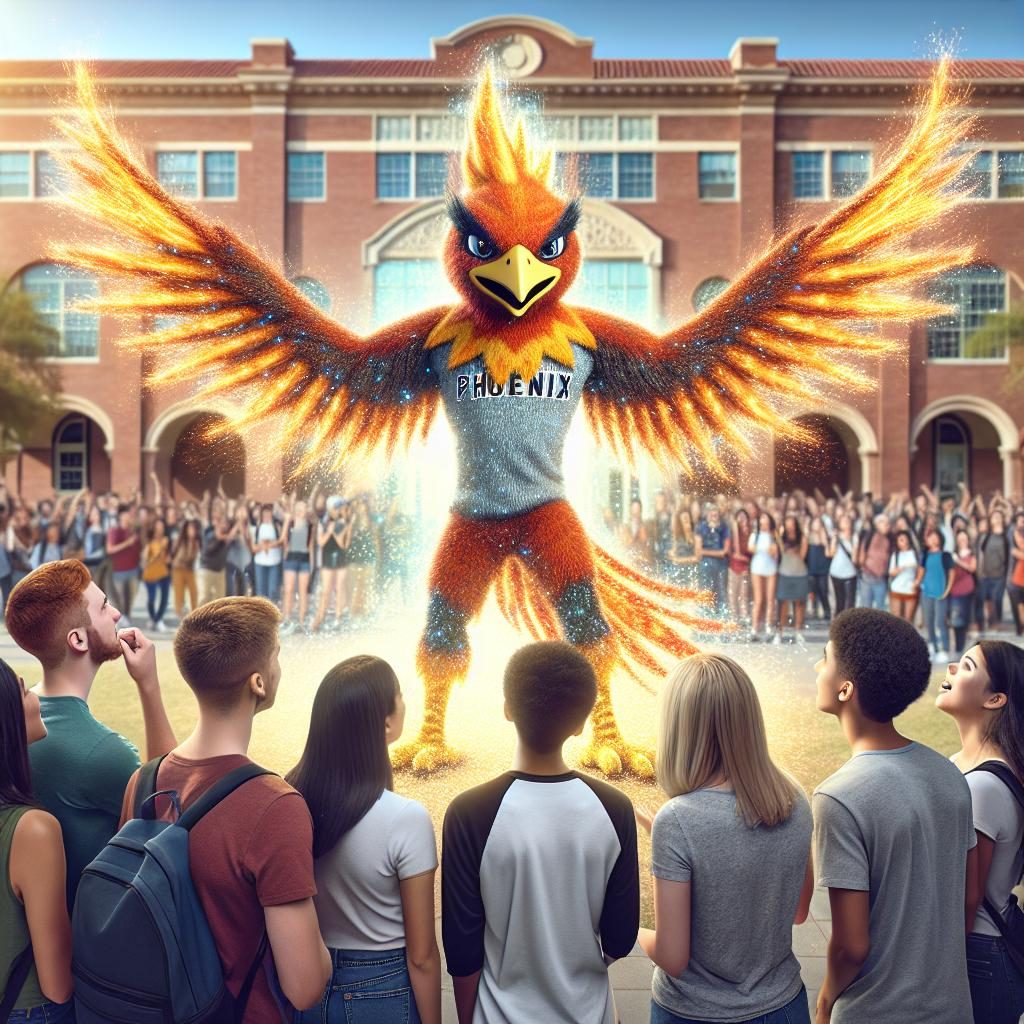 Phoenix mascot electrifies campus.