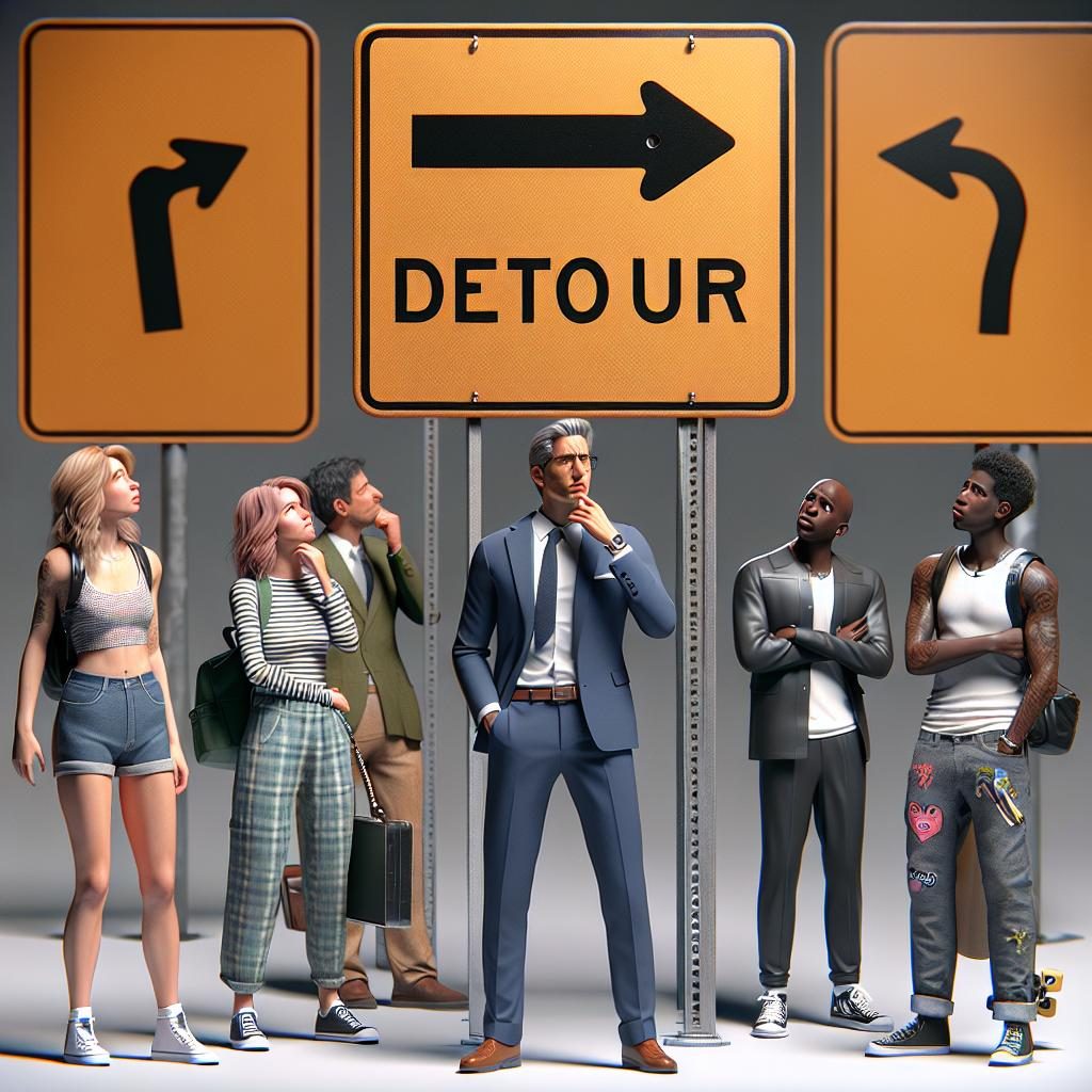 Detour road sign concept