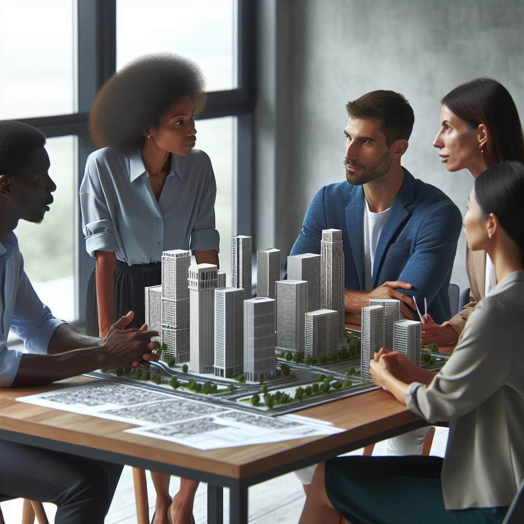 "Group discussing city development"