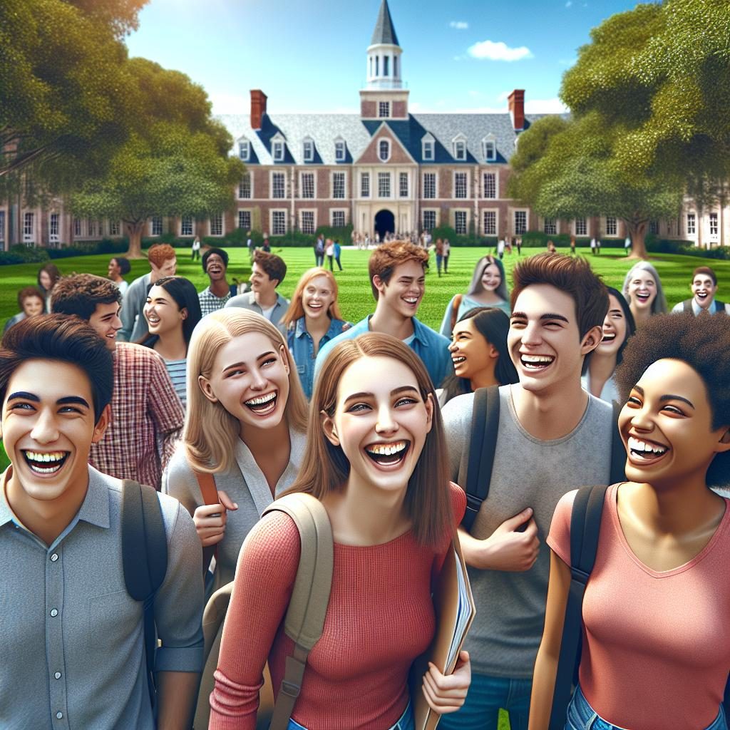 Excited students on campus.