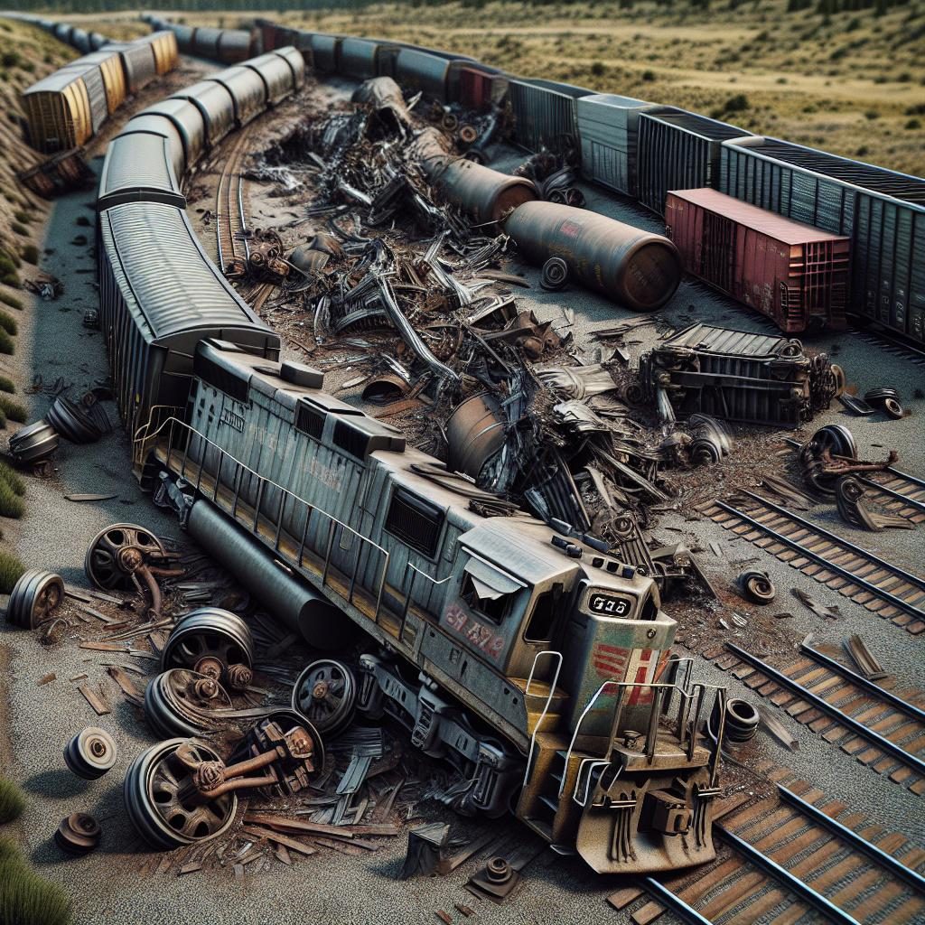 Freight train accident aftermath