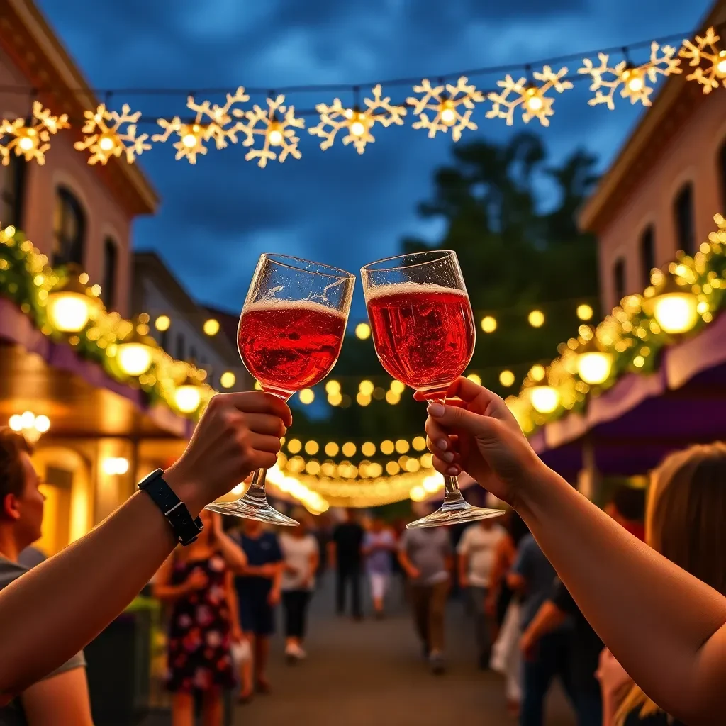 Festive Cheers Light Up Uptown Greenwood Amid Cloudy Skies for the 2024 Grape Stomp Celebration