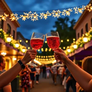 Festive Cheers Light Up Uptown Greenwood Amid Cloudy Skies for the 2024 Grape Stomp Celebration