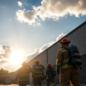 Sunny Skies Follow Morning Clouds as Greenwood Firefighters Tackle Warehouse Blaze