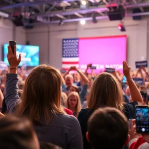 Presidential campaign rally showcasing innovative political marketing strategies