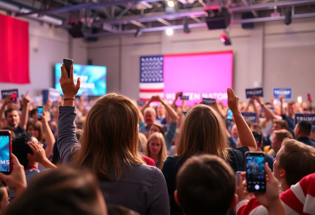 Presidential campaign rally showcasing innovative political marketing strategies