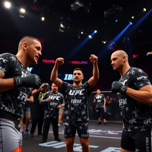 UFC fighters with IBM branding during a thrilling match