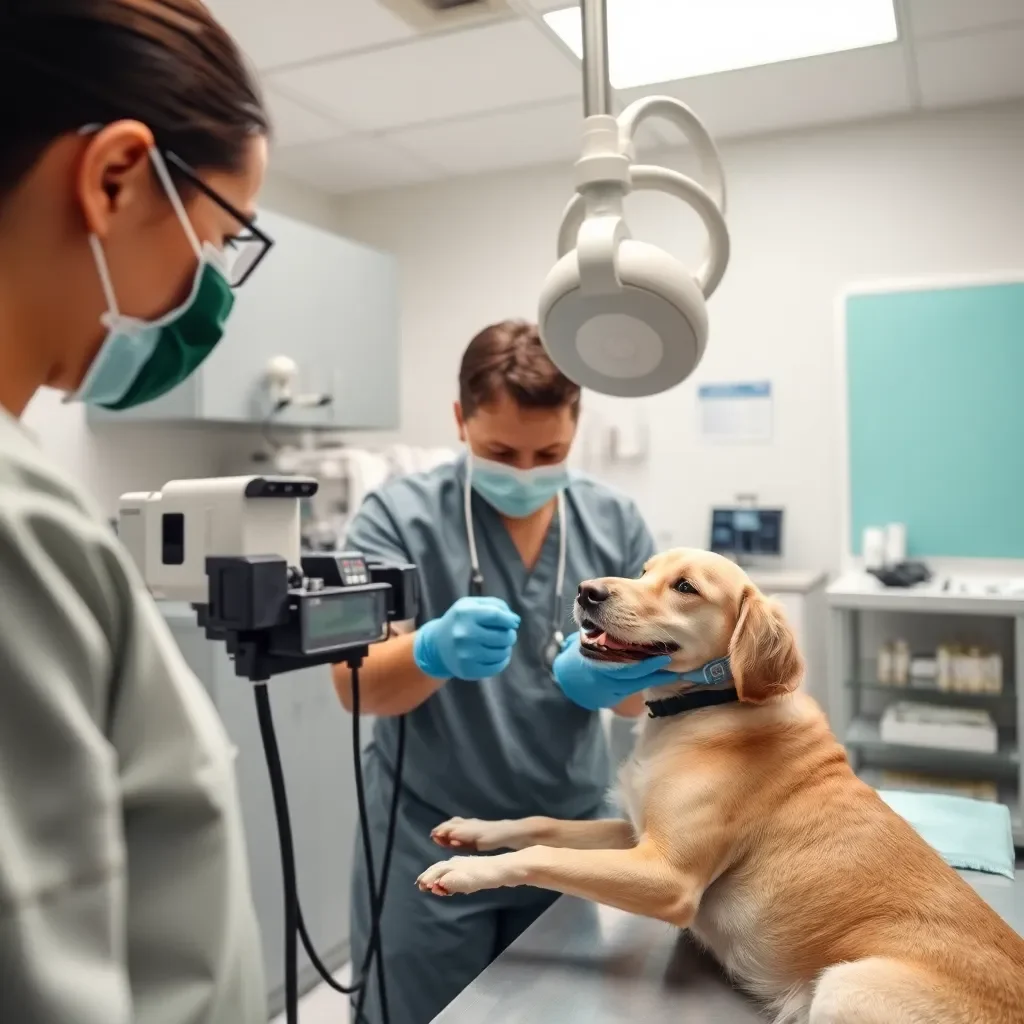 Veterinary technology in action within a modern clinic.