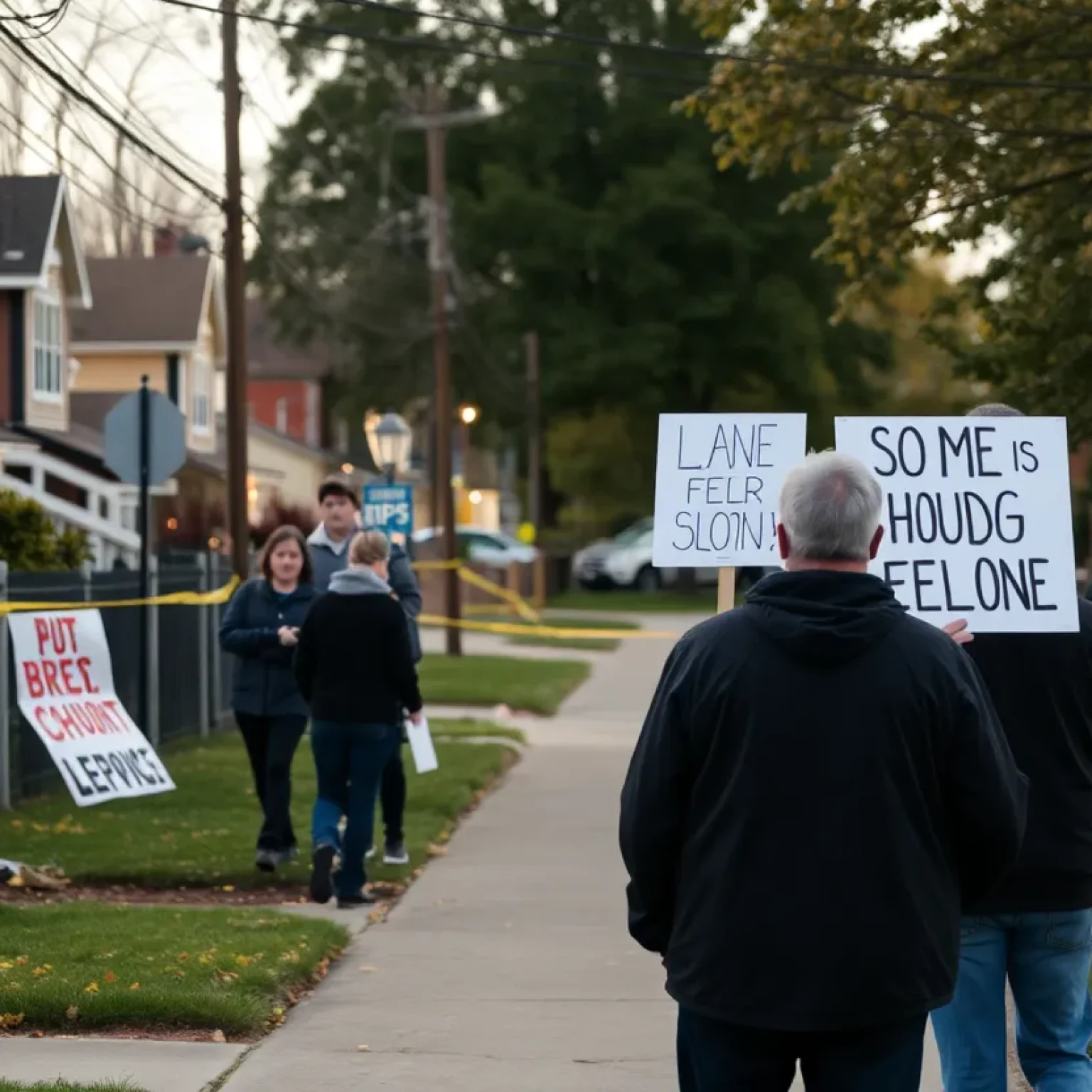 A peaceful Greenwood neighborhood showing signs of mourning