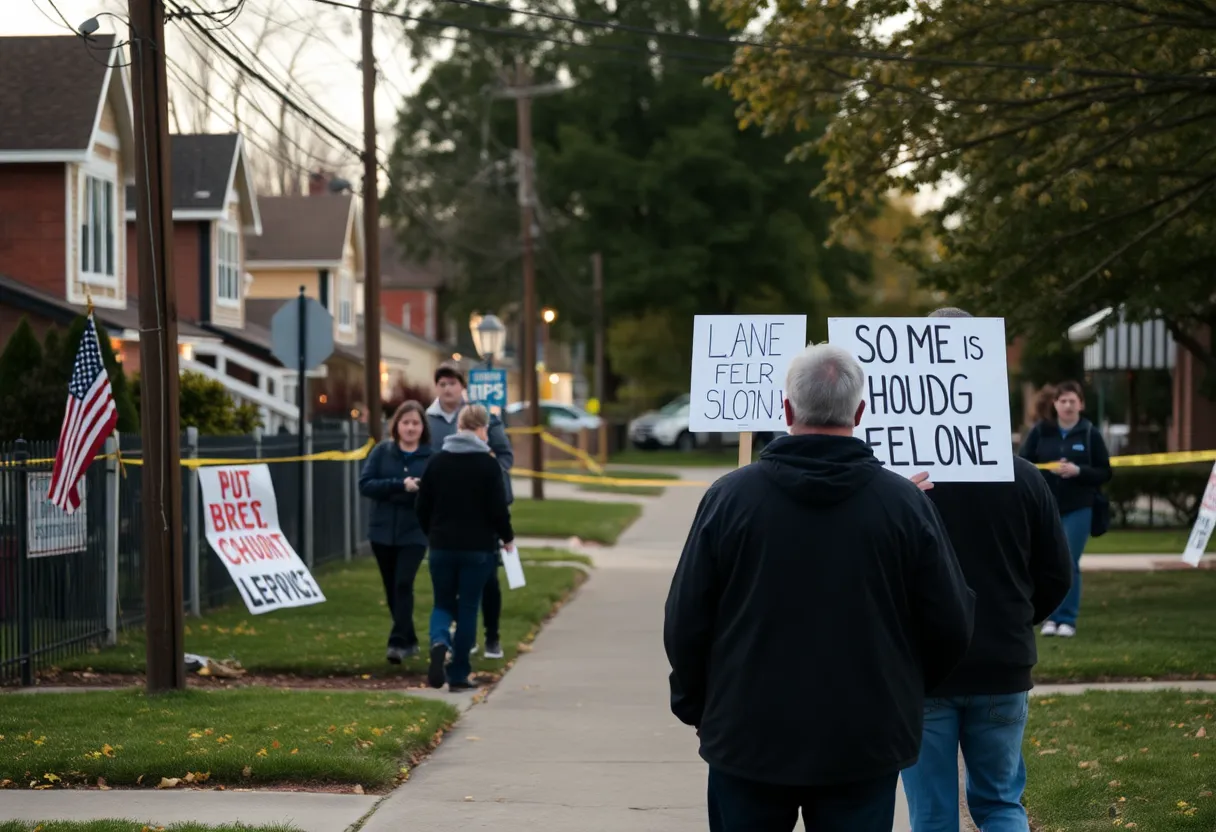 A peaceful Greenwood neighborhood showing signs of mourning