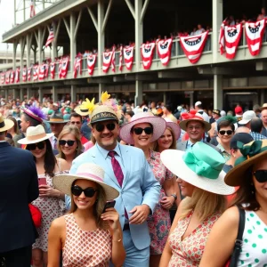 Crowd enjoying the Kentucky Derby at Churchill Downs