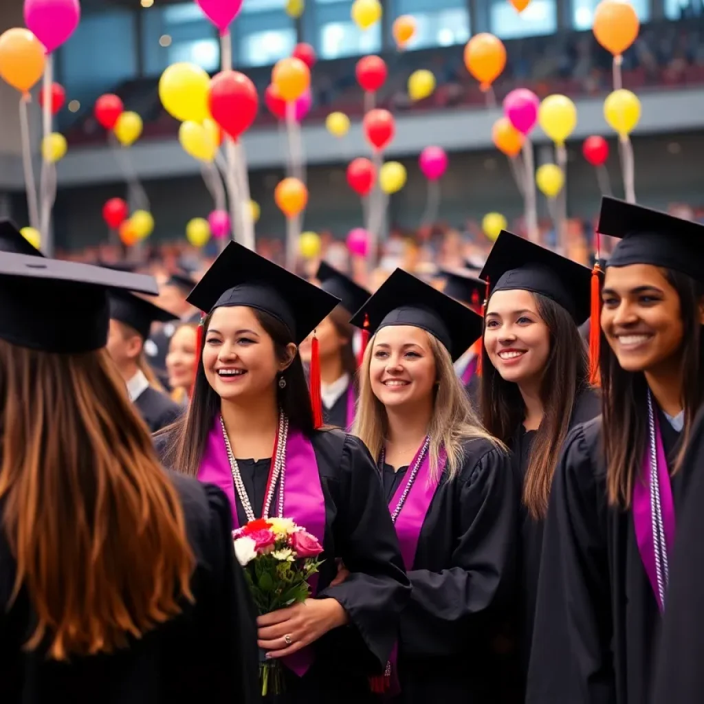 Graduates celebrating at Lander University Commencement Ceremony 2024