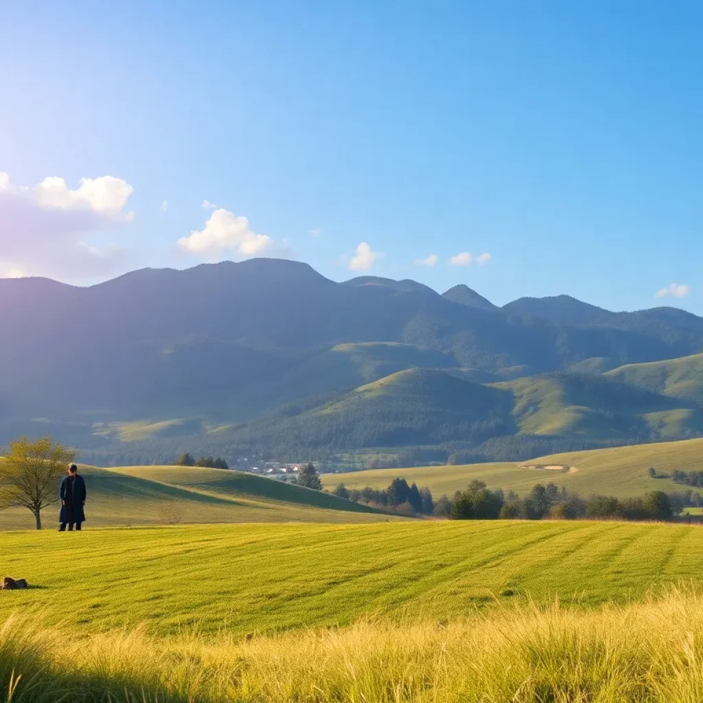 A peaceful landscape symbolizing a life of service and love