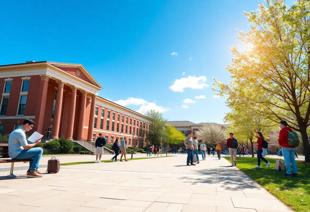 Students studying on the campus of Piedmont Technical College