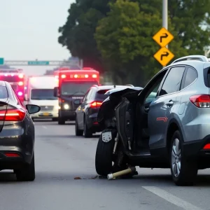 Emergency services responding to a car accident on S.C. 31