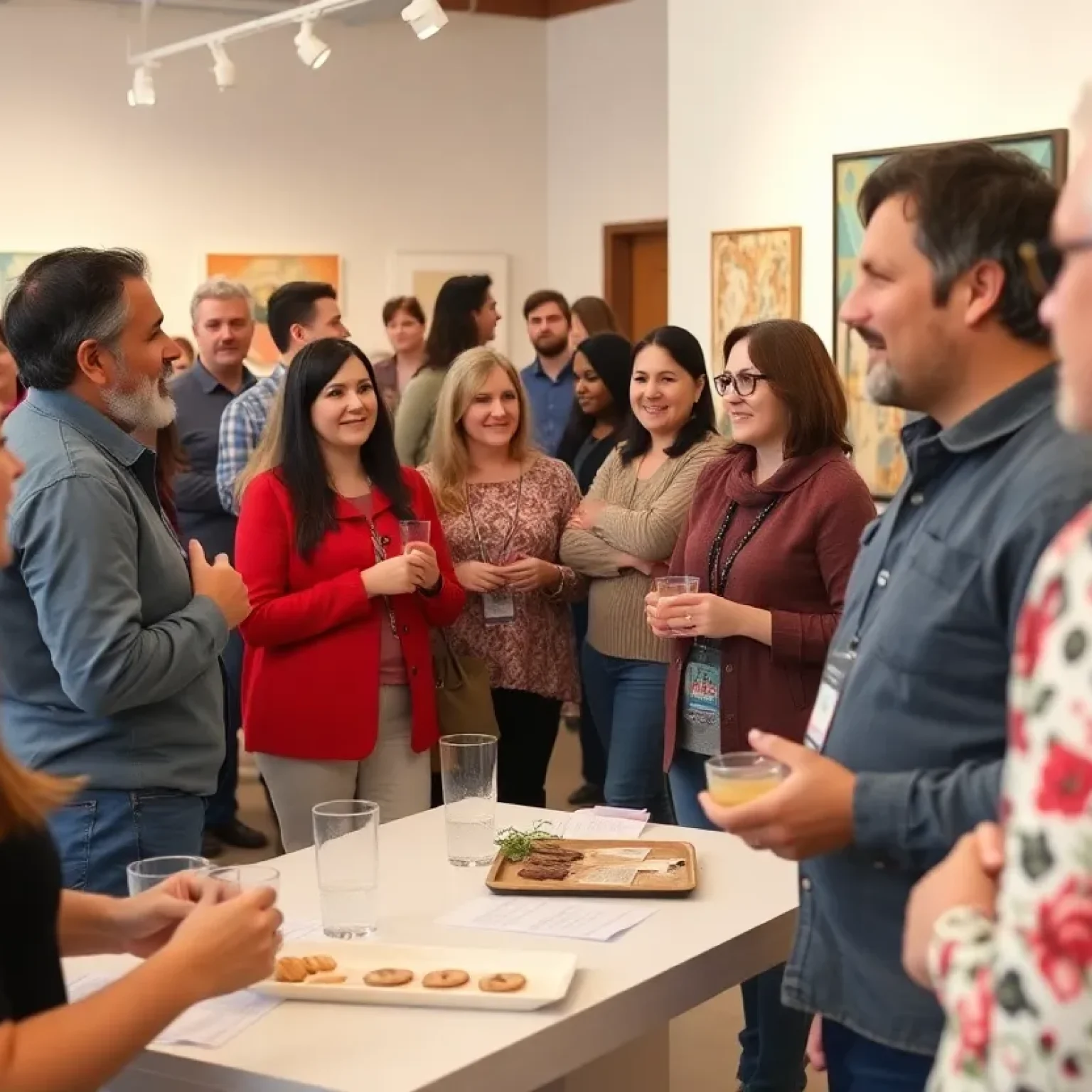 Community members participating in a lecture about decision-making at an arts center.