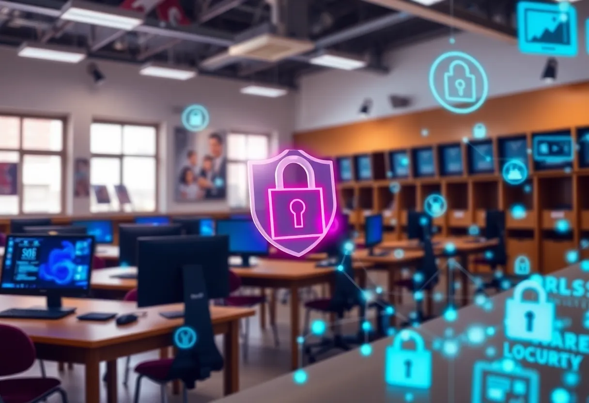 Conceptual image representing cybersecurity in educational institutions.