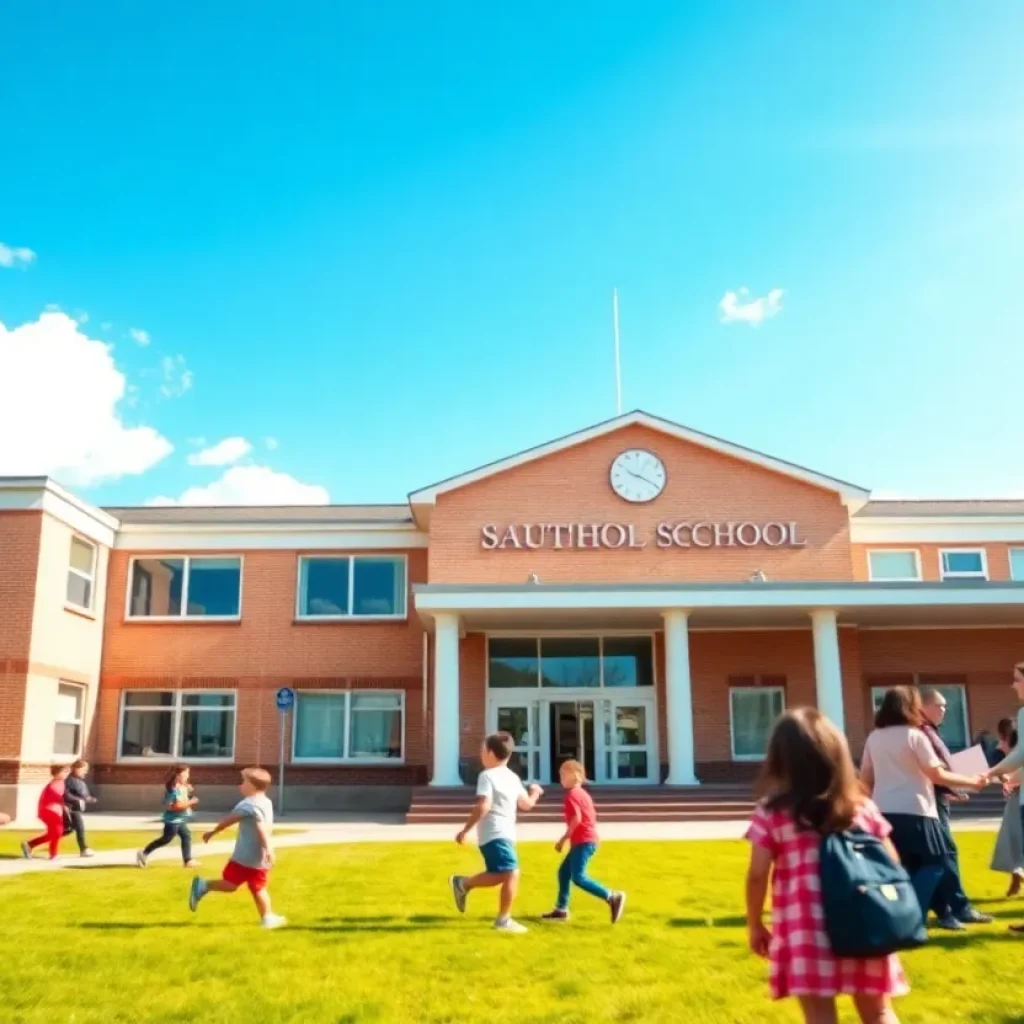 Students and teachers celebrating the new four-day school week.