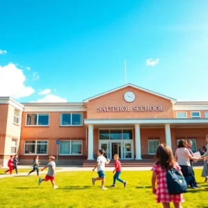 Students and teachers celebrating the new four-day school week.