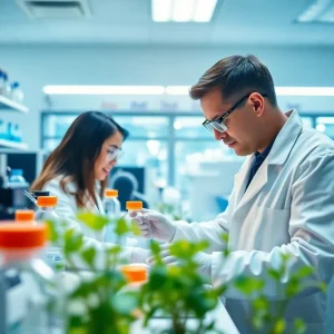 Laboratory technicians conducting genetic research