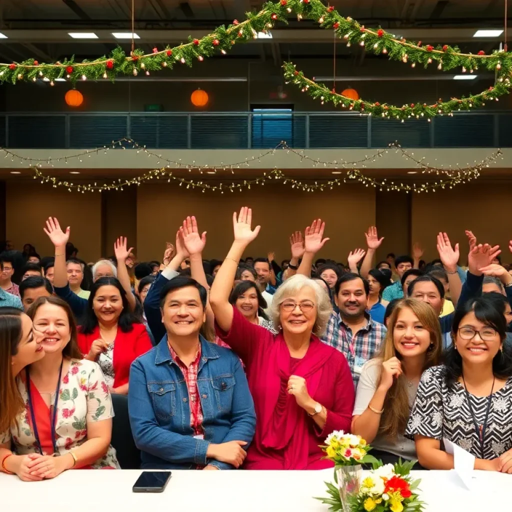 Community members celebrating at Greenwood annual meeting