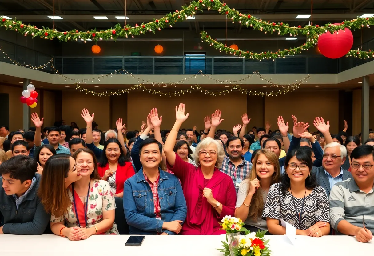 Community members celebrating at Greenwood annual meeting