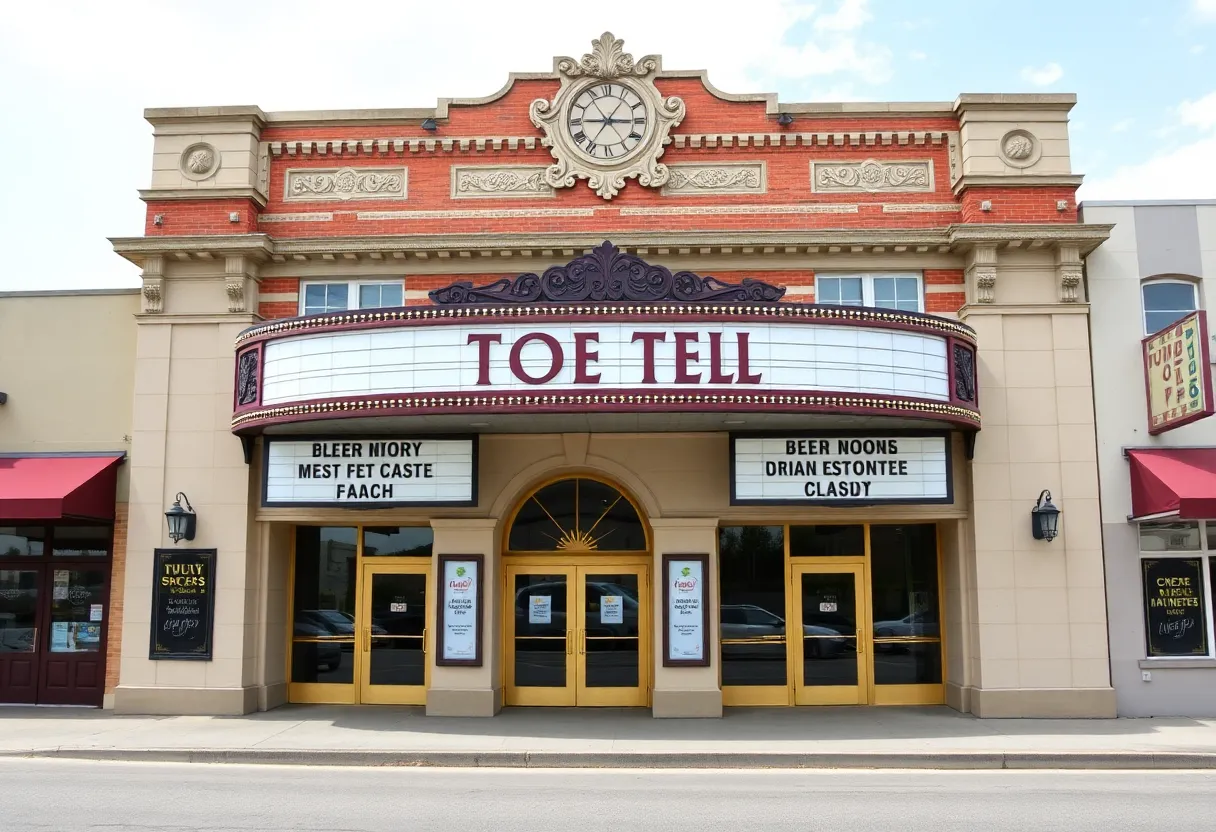 Exterior of the Greenwood Community Theatre, a historic venue