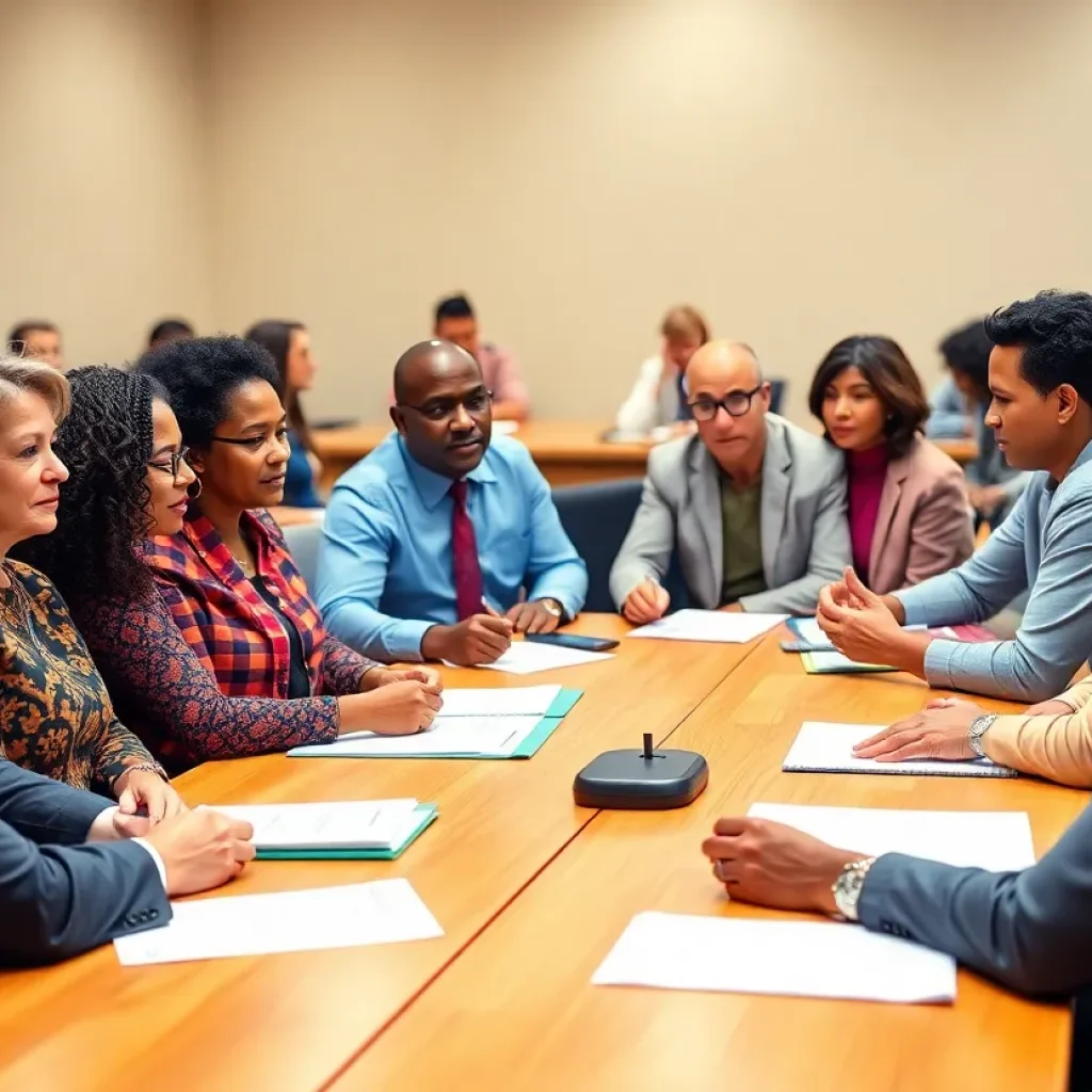 Council members engaged in a meeting in Greenwood County