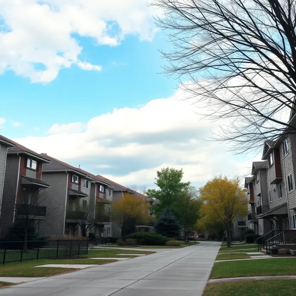 Neighborhood in Greenwood showing apartments and a sense of community concern.