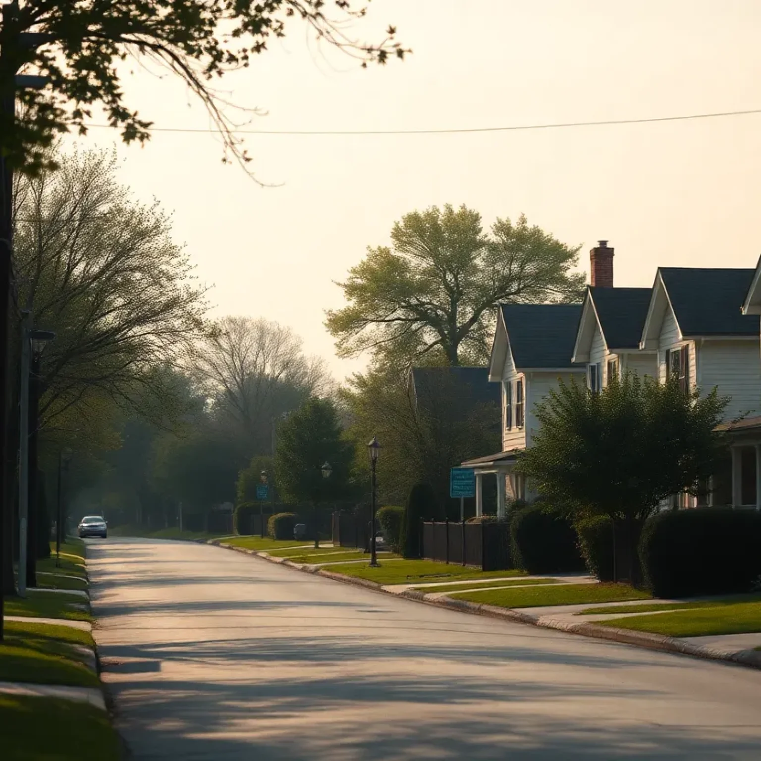 A quiet Greenwood street reflecting community mourning