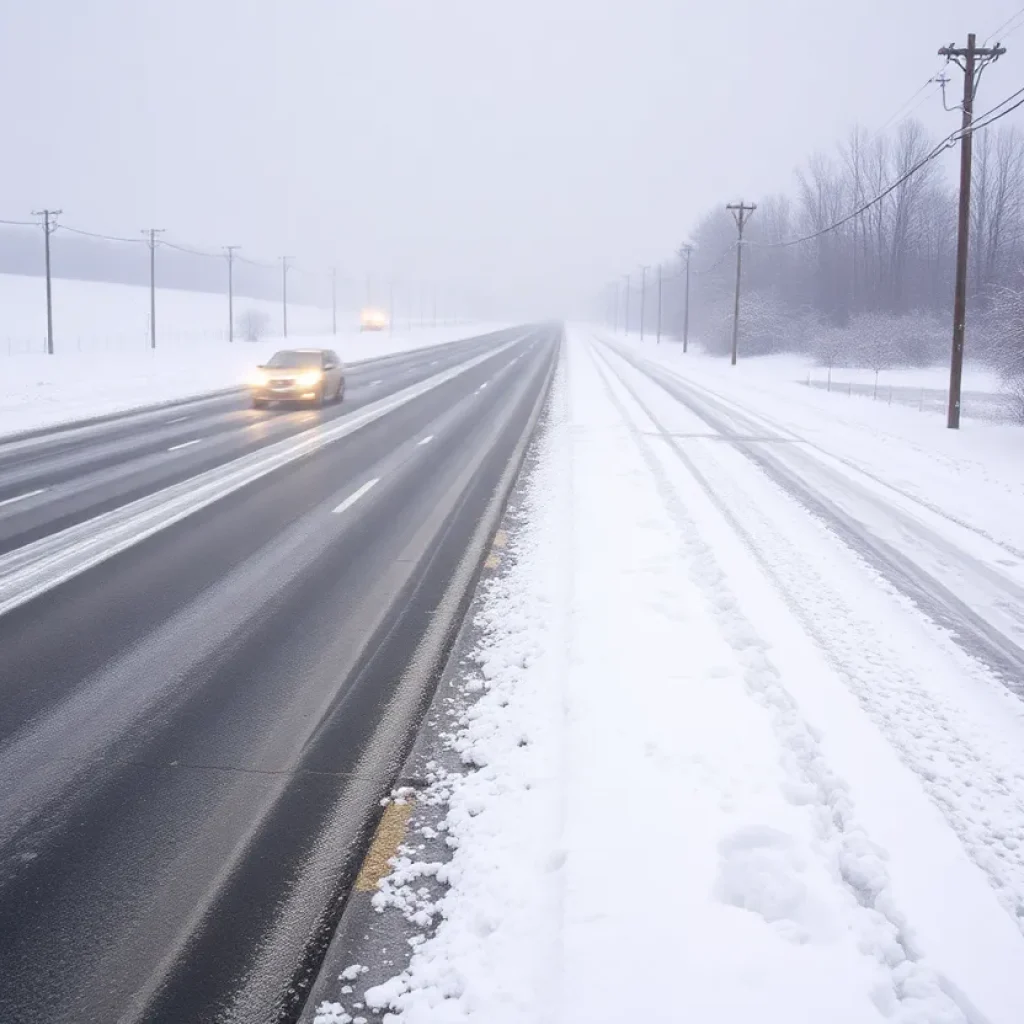 Snow-covered roads during the historic winter storm in the Southern U.S.