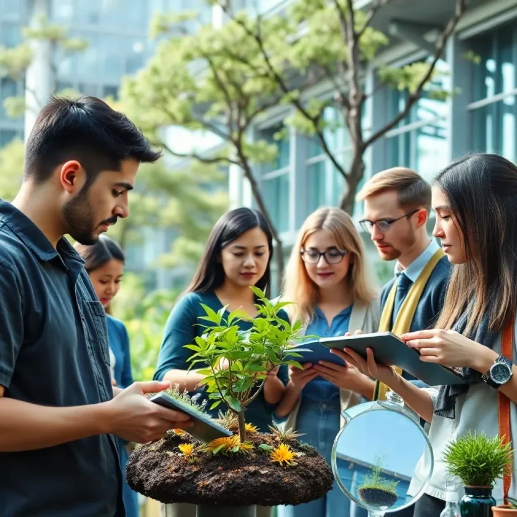 Students and faculty engaged in environmental research on campus