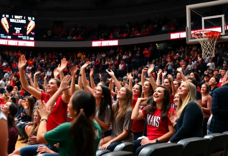 Fans cheering for Maryland Terrapins during a game against Minnesota Gophers.