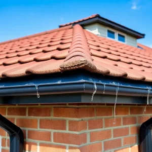 A picturesque view of a pitched roof and flat roof illustrating effective rainwater drainage systems.