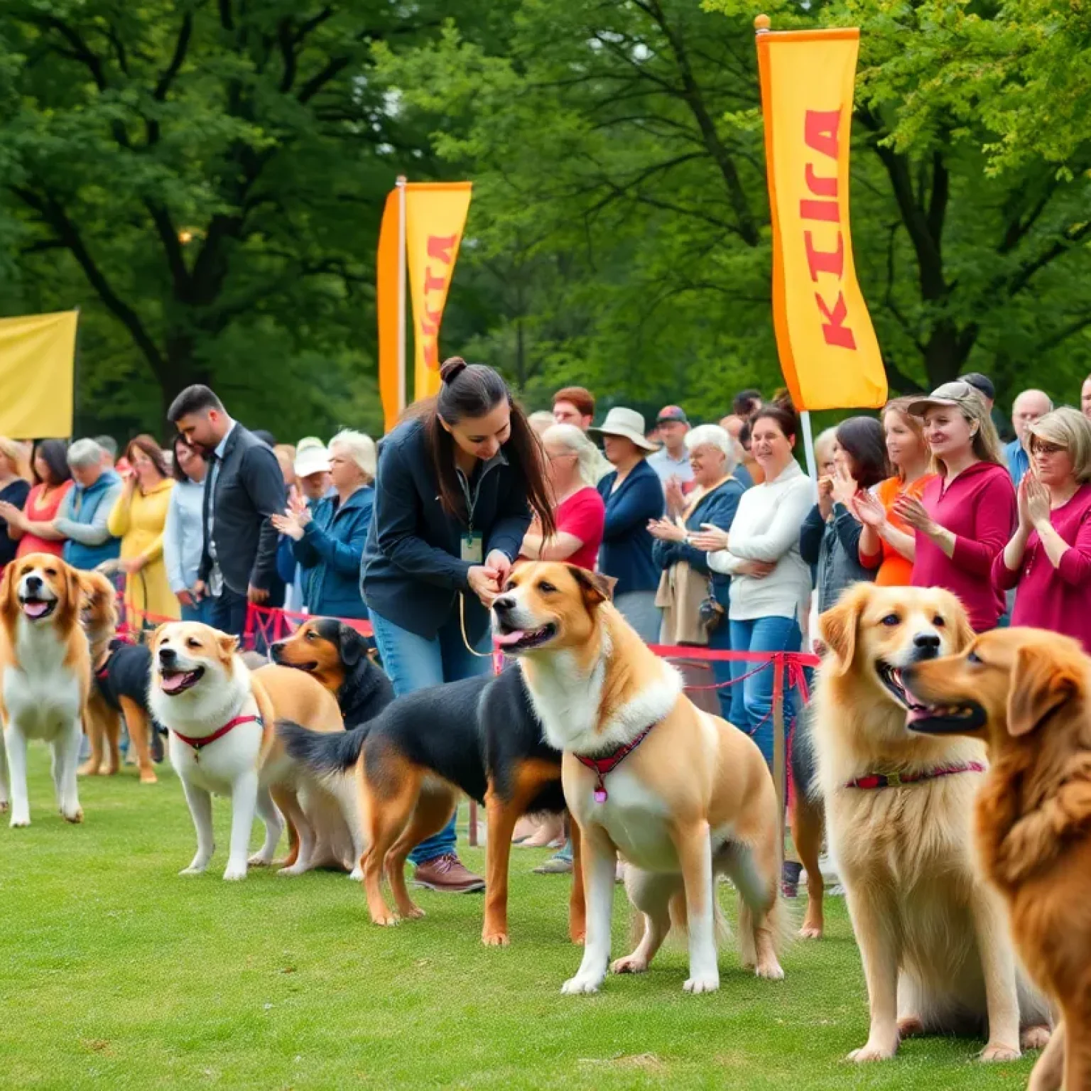 Dogs participating in the Pooch Playoffs competition in Greenwood Park.