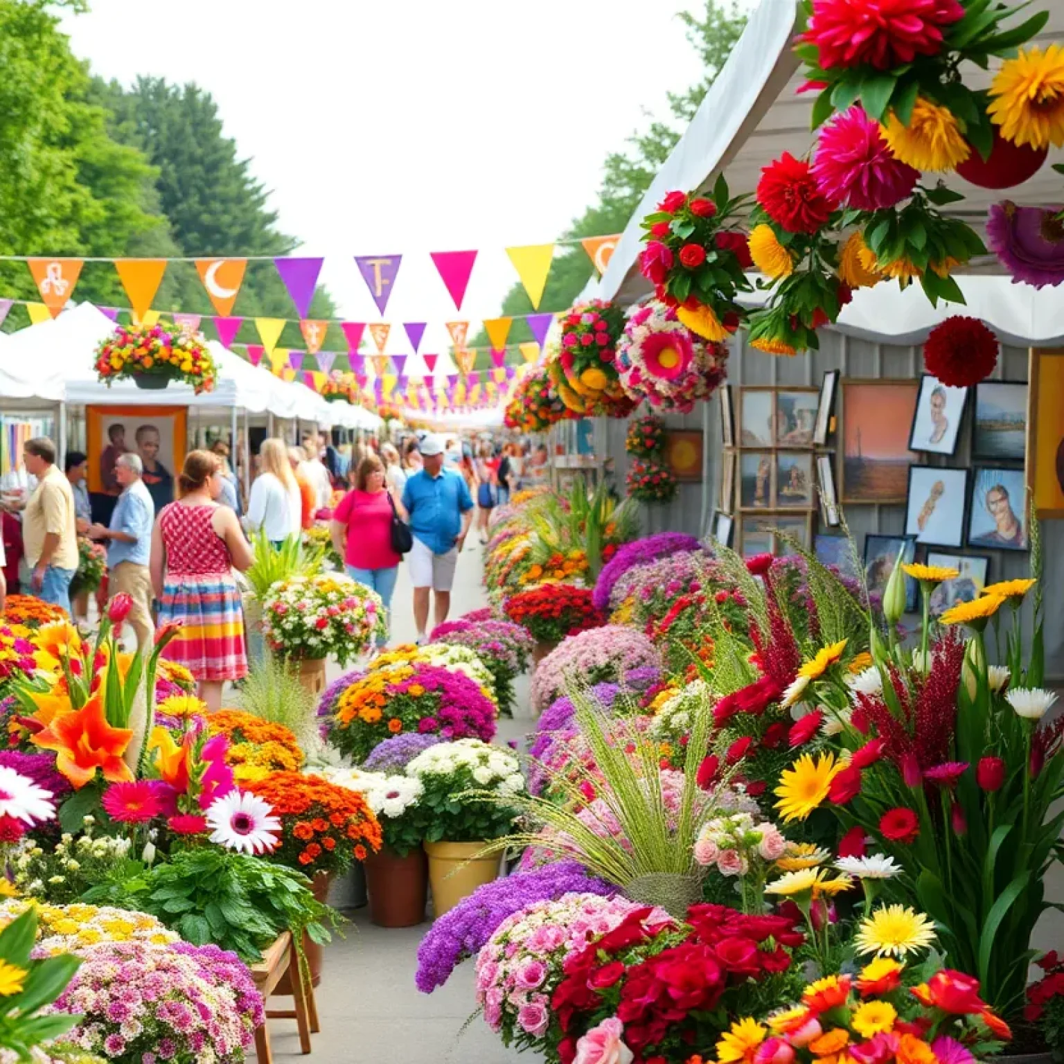 Community members celebrating at the South Carolina Festival of Flowers.