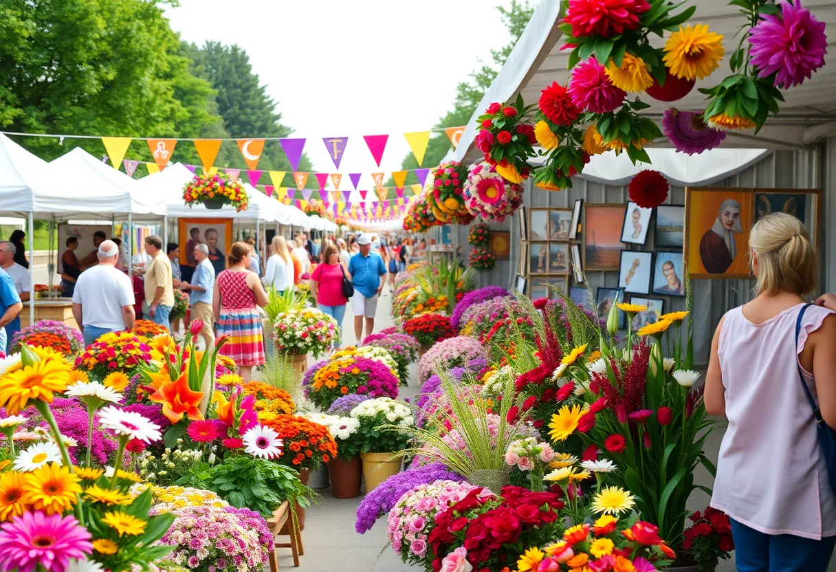 Community members celebrating at the South Carolina Festival of Flowers.