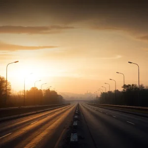 Empty highway with morning light symbolizing loss