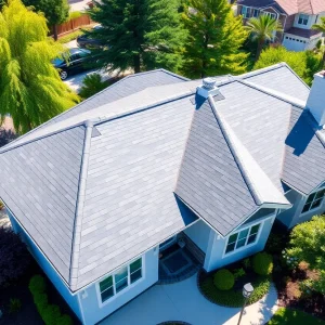 Home with upgraded roof contributing to increased value