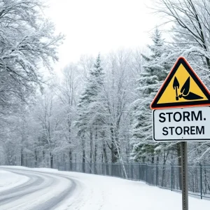 Snow-covered landscape in Upstate South Carolina during winter storm