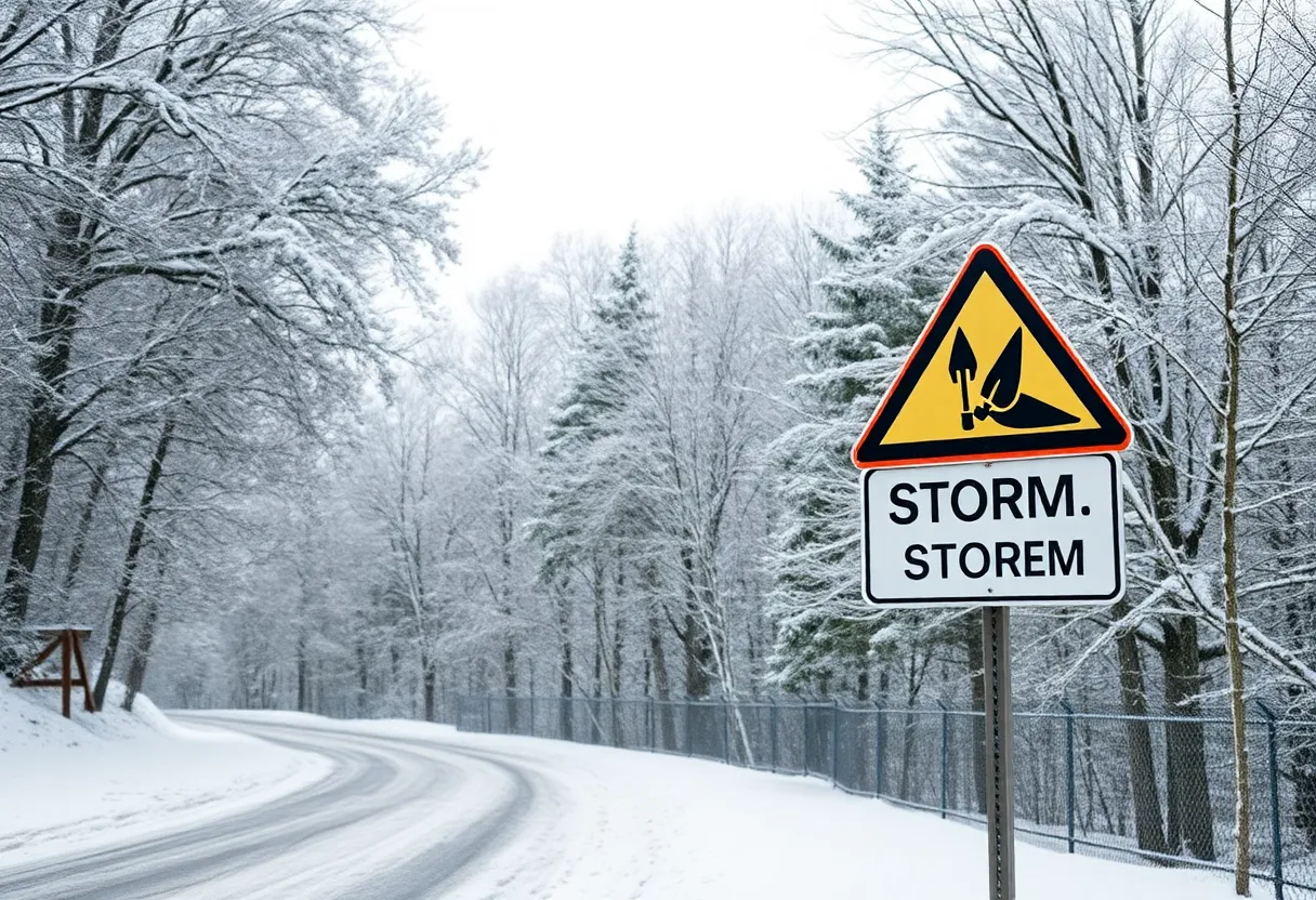 Snow-covered landscape in Upstate South Carolina during winter storm