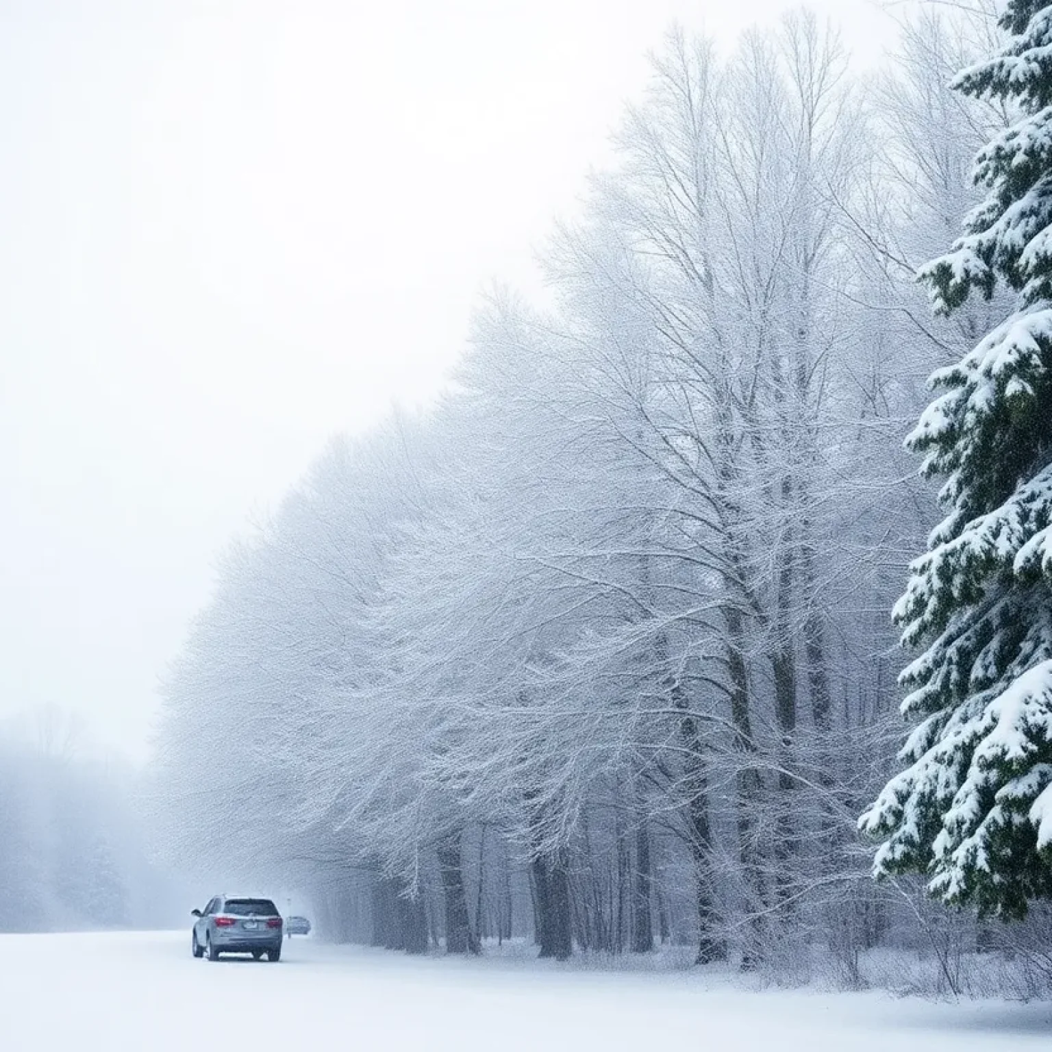 Snow-covered landscape in Greenwood County