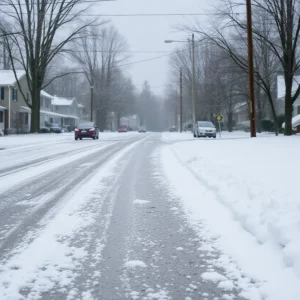 Snow and ice covering a neighborhood in Upstate South Carolina