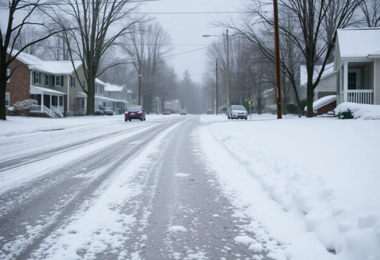 Snow and ice covering a neighborhood in Upstate South Carolina